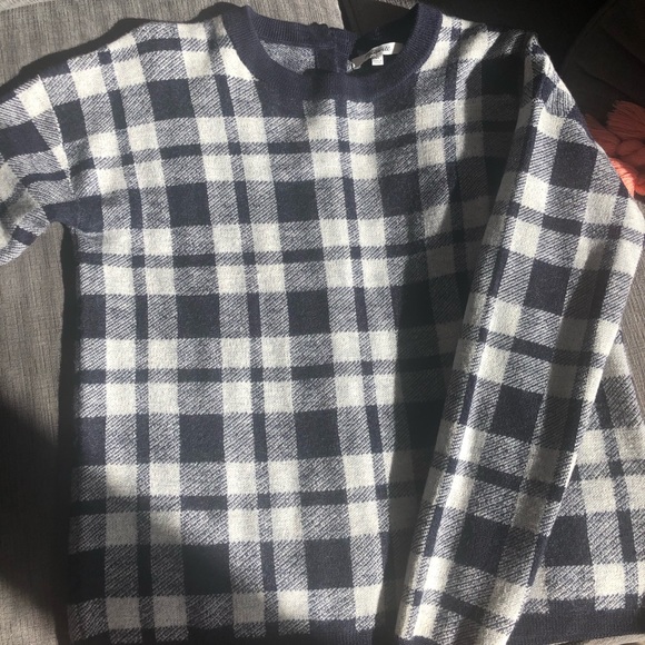 Madewell navy and gray plaid sweater- xs - Picture 4 of 5